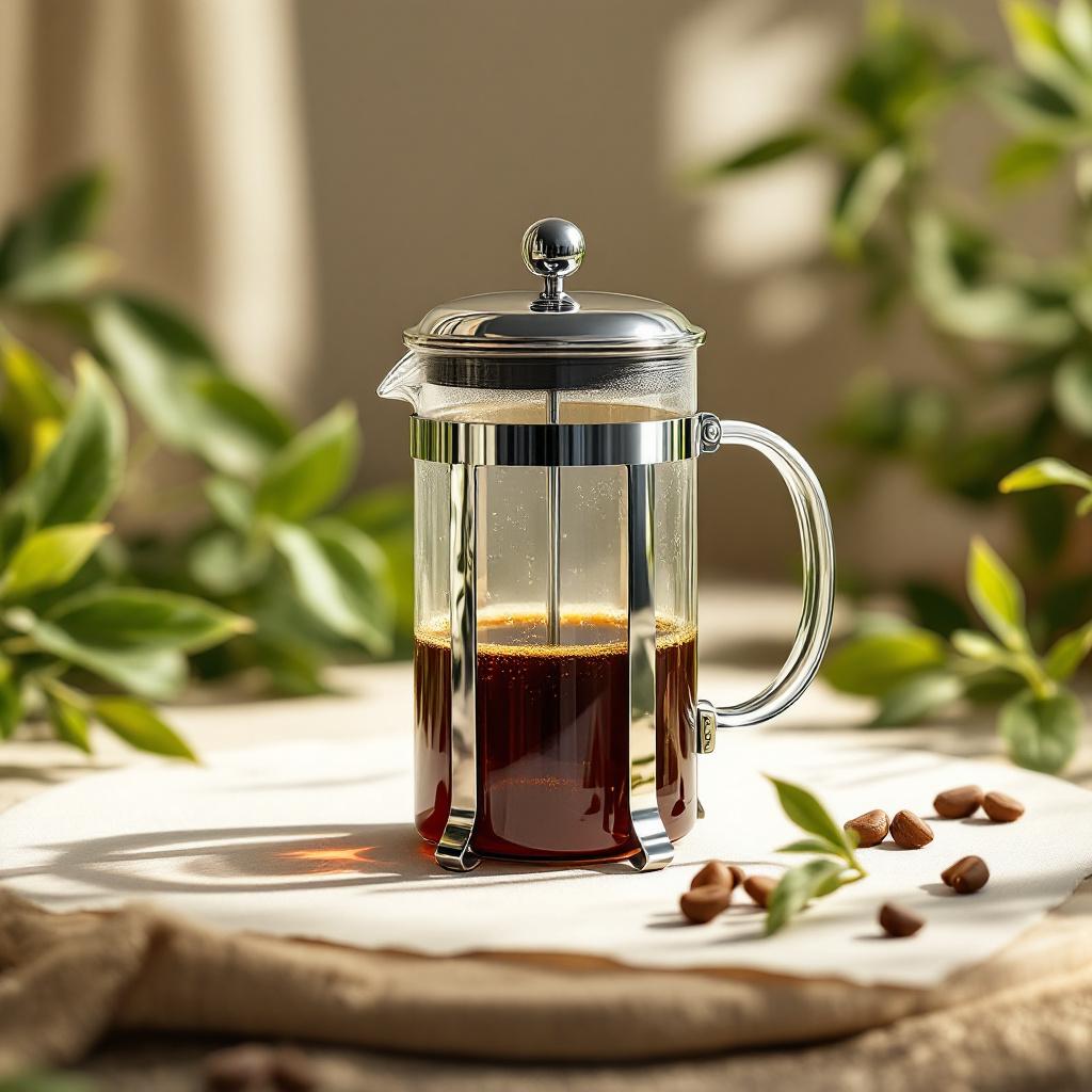 Brewland French Press — Crafted from borosilicate glass and stainless steel, the Brewland French Press b